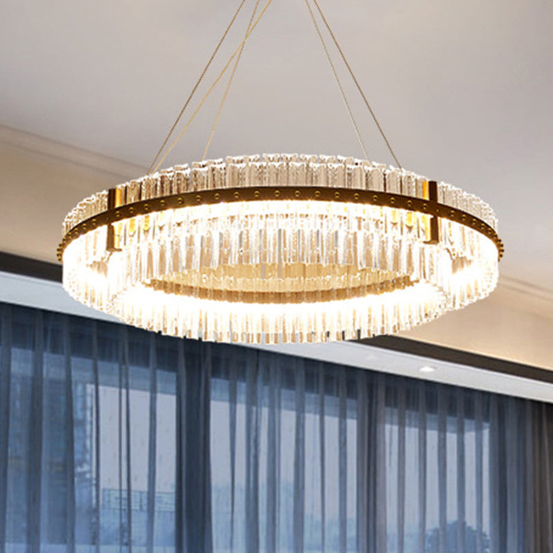 Loop Clear Crystal Chandelier Lighting Minimalist Gold LED Pendant Light for Living Room