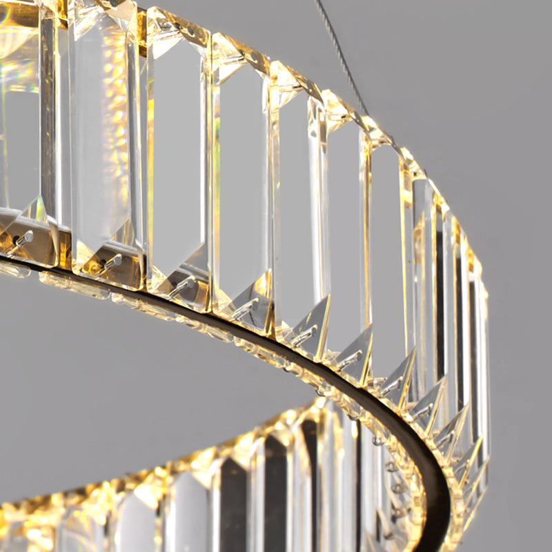 Clear Crystal Circle Chandelier Pendant Light Post-Modern LED Hanging Light for Living Room