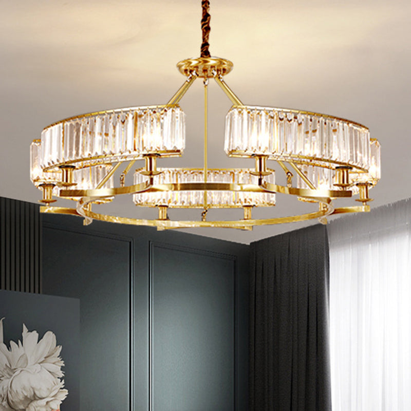 Circular Living Room Chandelier Pendant Light Tri-Prism Crystal Simplicity Pendant Light Fixture