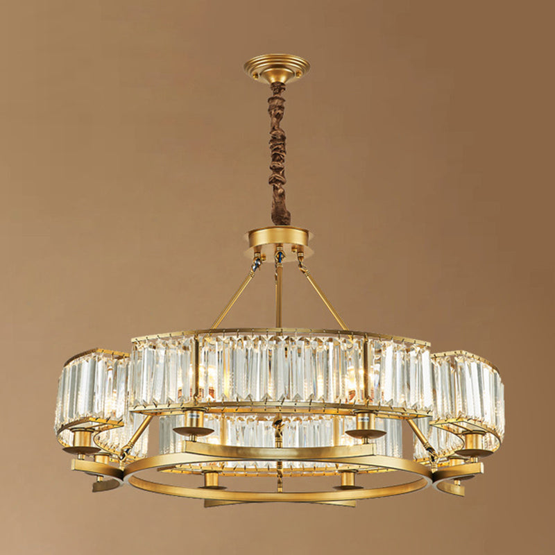 Circular Living Room Chandelier Pendant Light Tri-Prism Crystal Simplicity Pendant Light Fixture