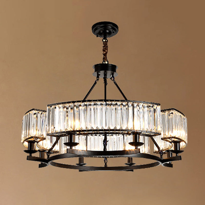 Circular Living Room Chandelier Pendant Light Tri-Prism Crystal Simplicity Pendant Light Fixture