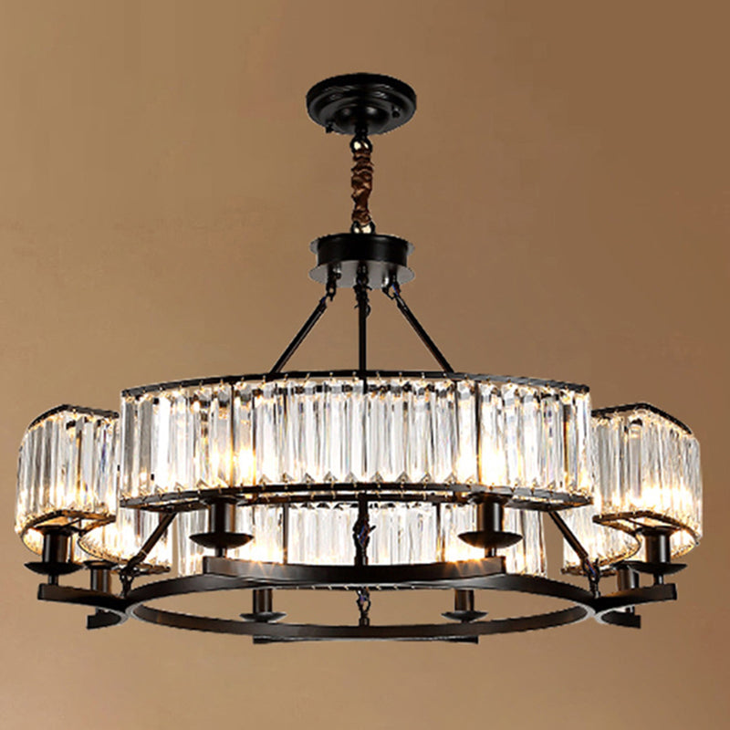 Circular Living Room Chandelier Pendant Light Tri-Prism Crystal Simplicity Pendant Light Fixture