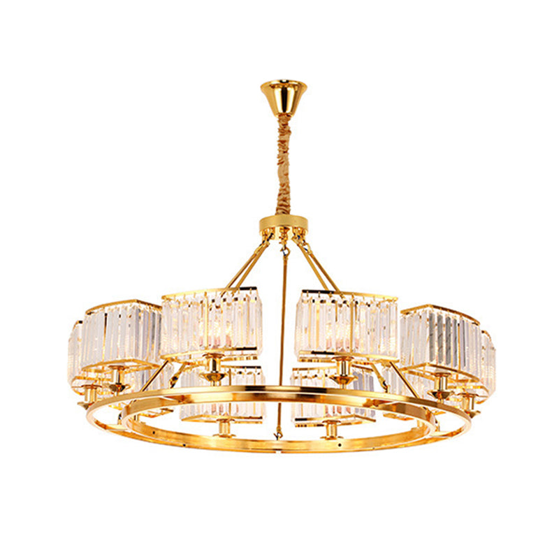 K9 Crystal Circular Chandelier Lighting Luz colgante de oro minimalista para el comedor
