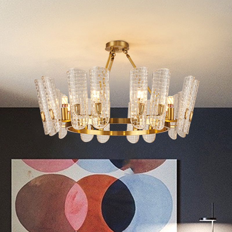Lámpara de araña curvada de oro luz colgante posmoderna de vidrio colgante para comedor para comedor