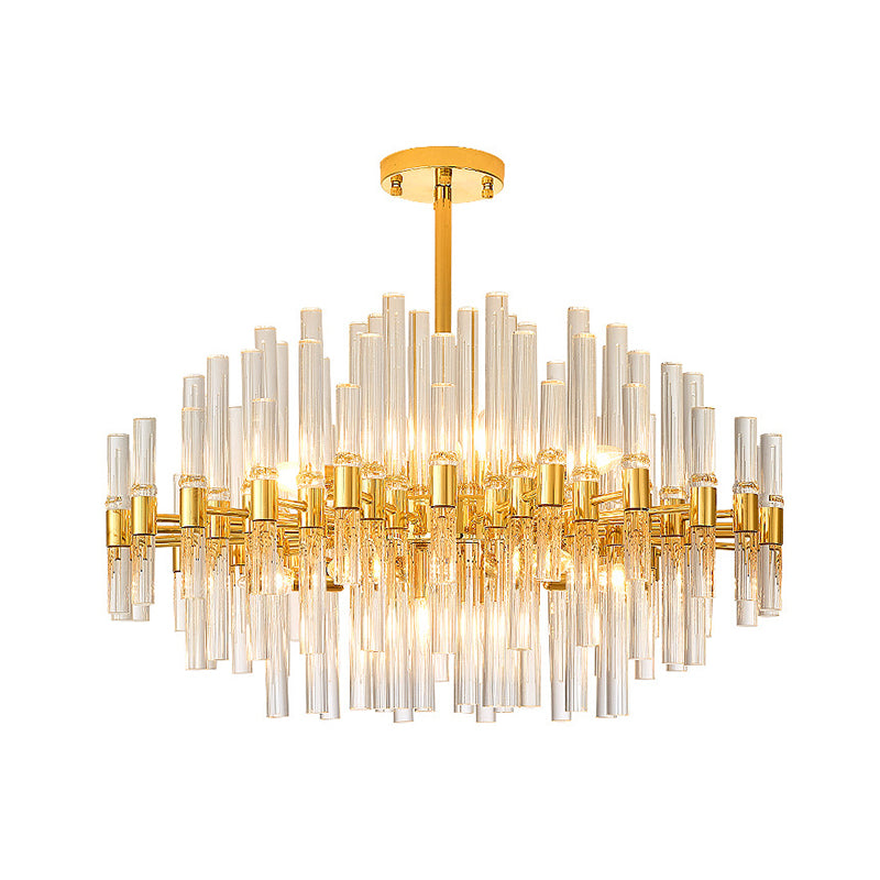 Geometrical Shaped Crystal Rod Chandelier Light Post-Postmodern Gold Pendant Light Fixture