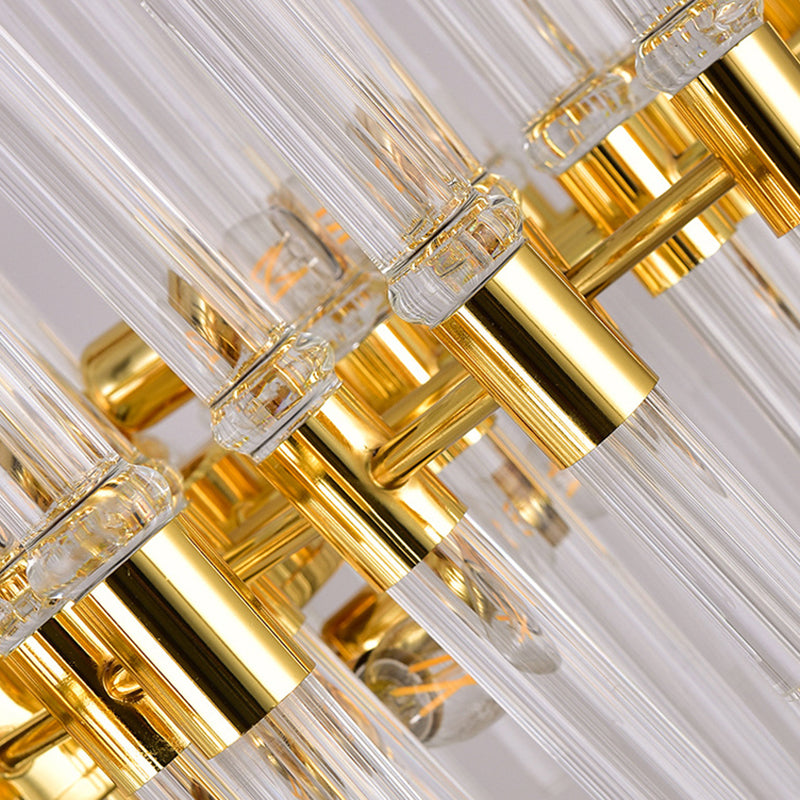 Geometrical Shaped Crystal Rod Chandelier Light Post-Postmodern Gold Pendant Light Fixture