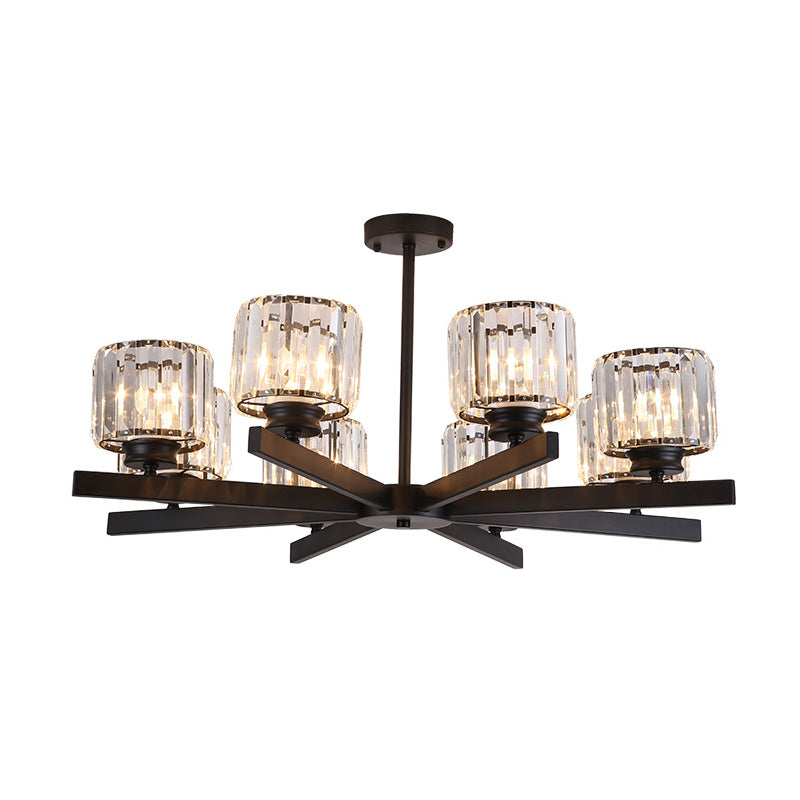 Tri-prisma Cristal Cilíndrico Candelier Luz colgante Posta Posta Moderna Luz para sala de estar