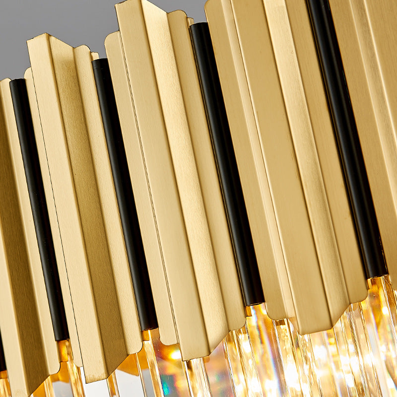 Round Shaped Tri-Prism Crystal Chandelier Pendant Light Post-Modern Gold Hanging Light