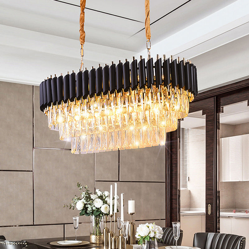 Gelaagde woonkamer kroonluchter verlichting minimalistisch K9 Crystal Postmodern Chandelier Light Fecture in zwart