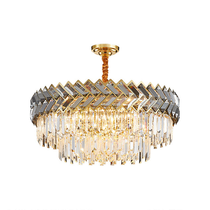Prismatic Crystal Round Suspension Light Artistic Stainless-Steel Chandelier Light for Living Room