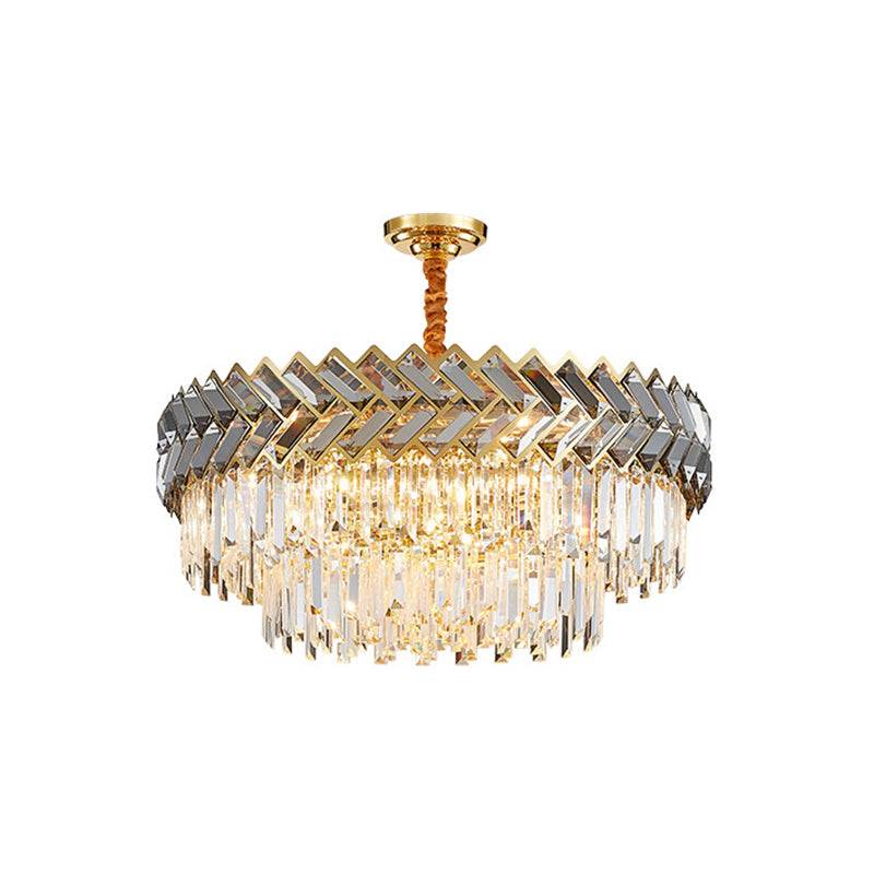 Prismatic Crystal Round Suspension Light Artistic Stainless-Steel Chandelier Light for Living Room
