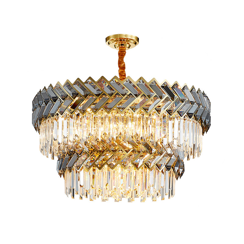 Prismatic Crystal Round Suspension Light Artistic Stainless-Steel Chandelier Light for Living Room