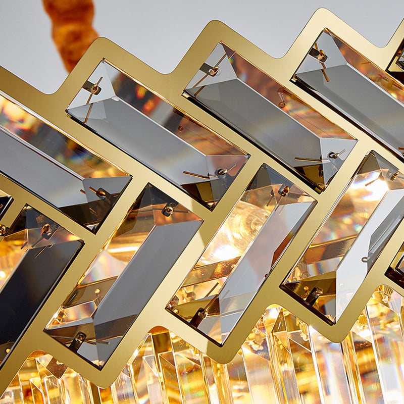 Prismatic Crystal Round Suspension Light Artistic Stainless-Steel Chandelier Light for Living Room