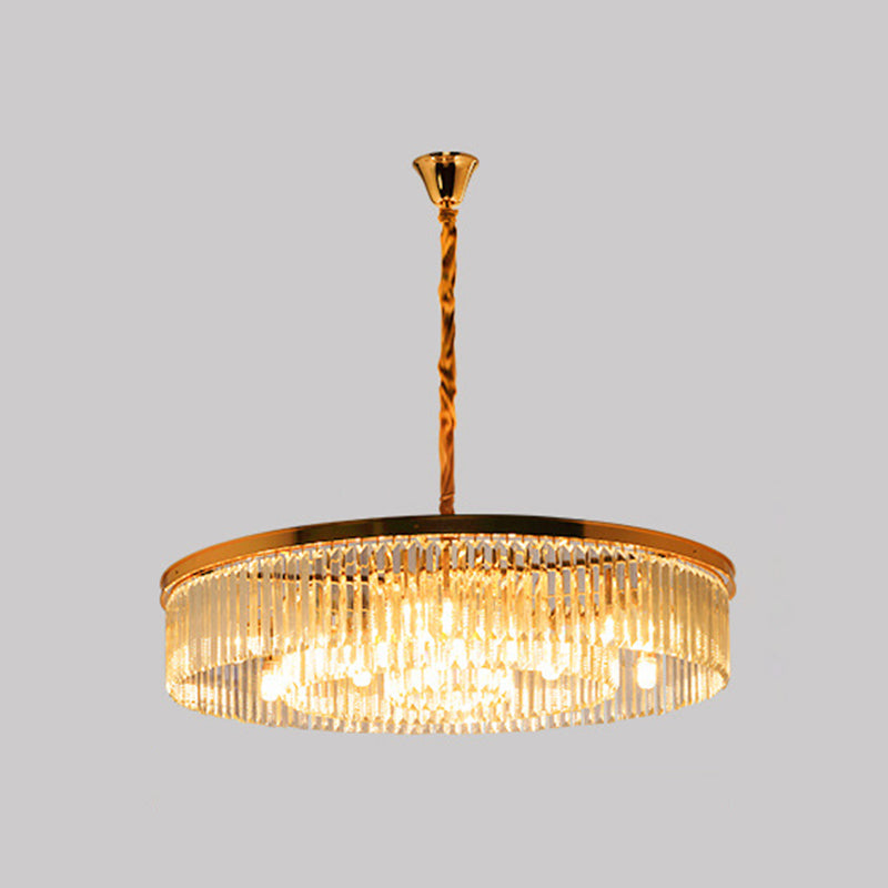 Drum Shaped Ceiling Lighting Postmodern K9 Strip Crystal Living Room Chandelier Light Fixture