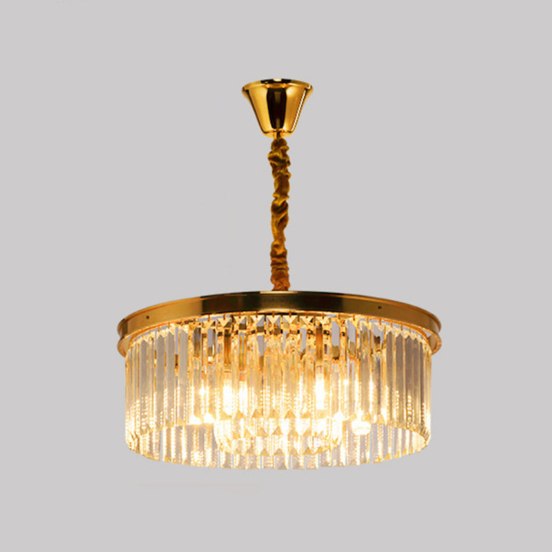 Drum Shaped Ceiling Lighting Postmodern K9 Strip Crystal Living Room Chandelier Light Fixture