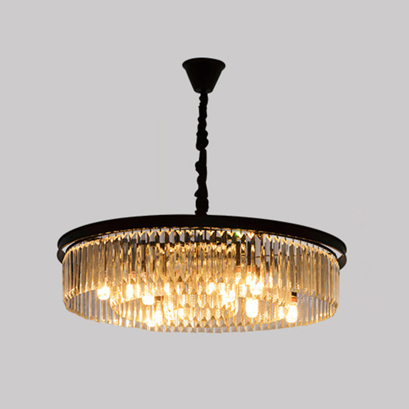 Drum Shaped Ceiling Lighting Postmodern K9 Strip Crystal Living Room Chandelier Light Fixture