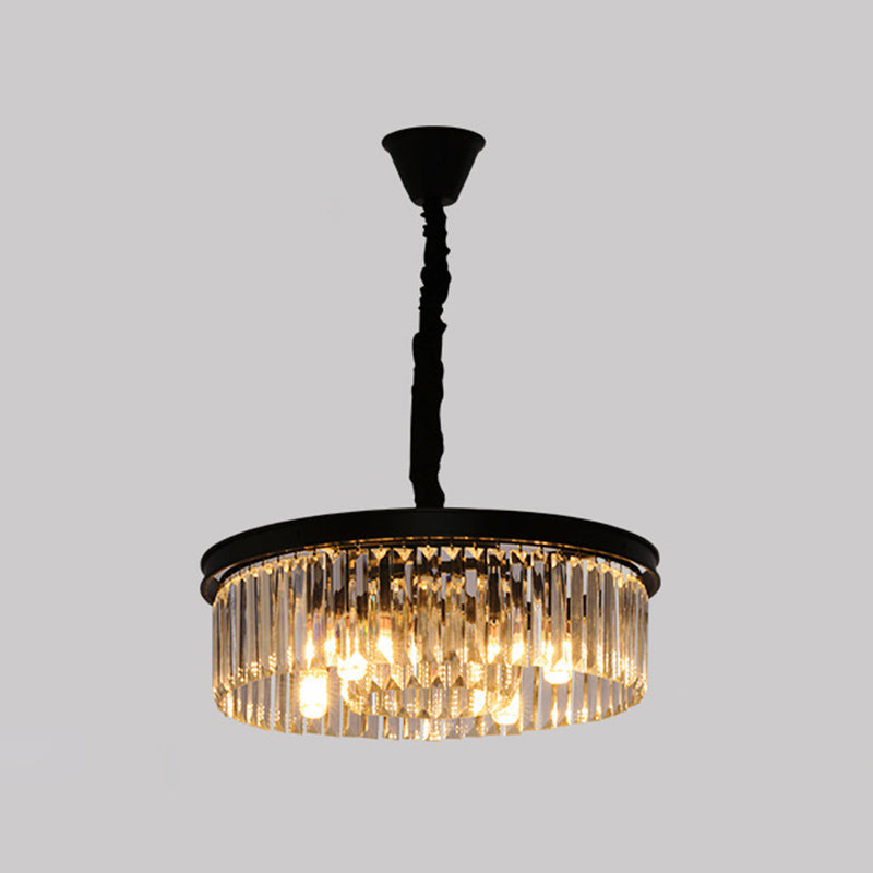 Drum Shaped Ceiling Lighting Postmodern K9 Strip Crystal Living Room Chandelier Light Fixture