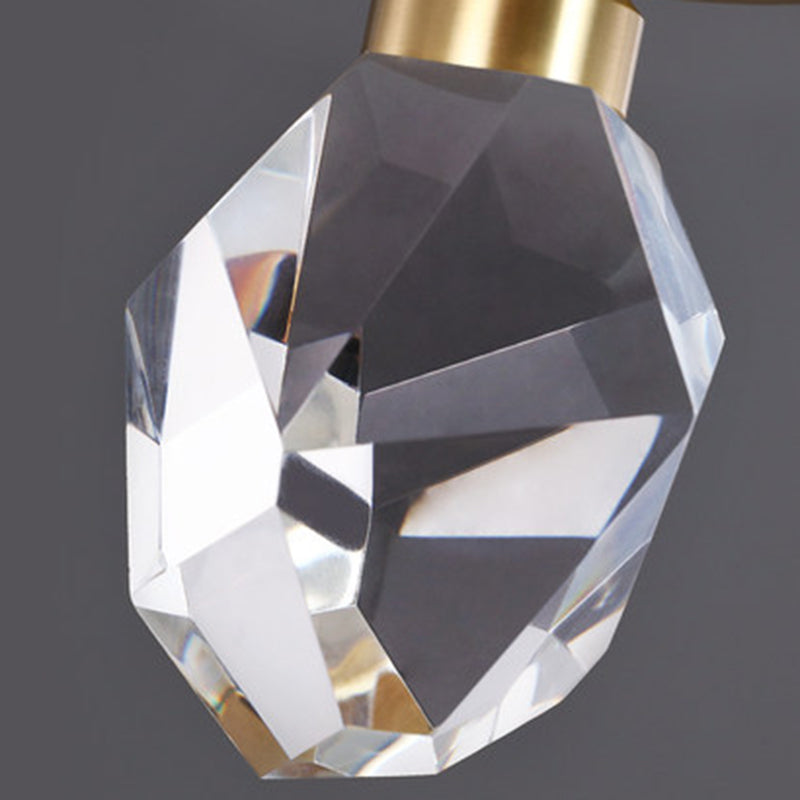 Plafonnier LED encastré en forme de gemme pour couloir, cristal à facettes, plafonnier moderne en or