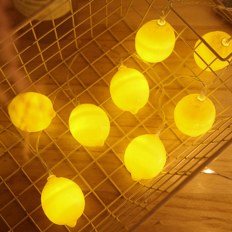 Lemon Shaped LED Fairy Light Modern Style Plastic Bedroom Battery String Lighting in Yellow