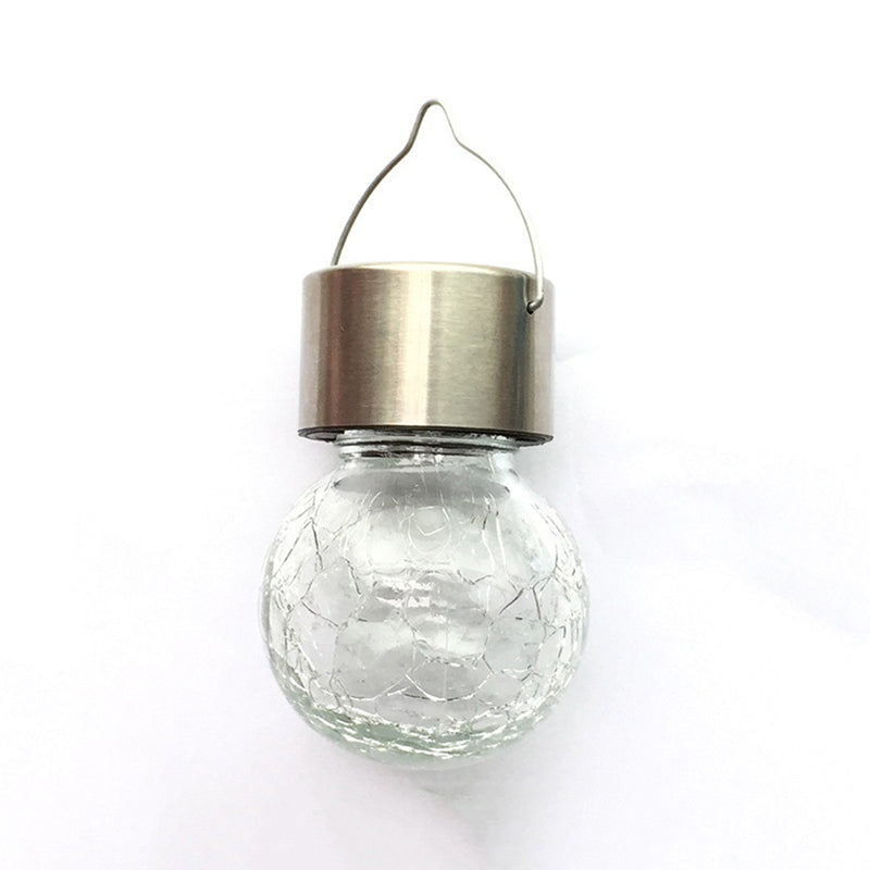 Globe Shaped Solar Pendant Light Simplicity Crackle Glass Garden LED Suspension Light Fixture