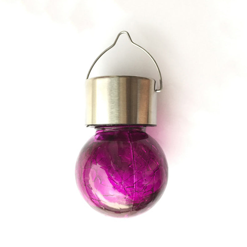 Globe Shaped Solar Pendant Light Simplicity Crackle Glass Garden LED Suspension Light Fixture