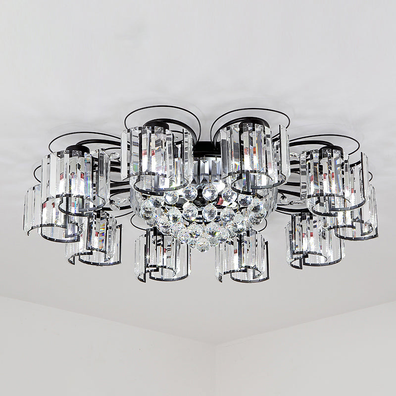 Flower Bedroom Flush Massimale Light Crystal Contemporary Flush Light Fixture in Nero