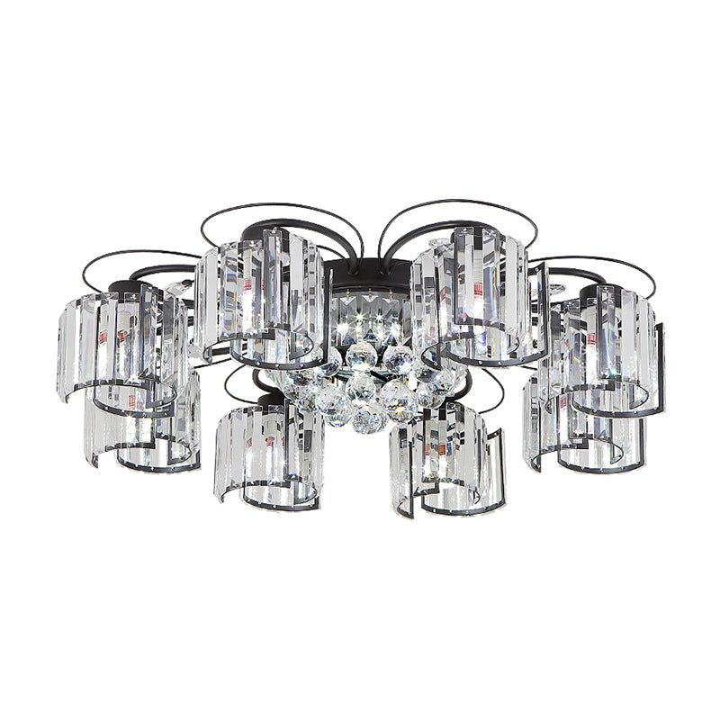 Flower Bedroom Flush Massimale Light Crystal Contemporary Flush Light Fixture in Nero
