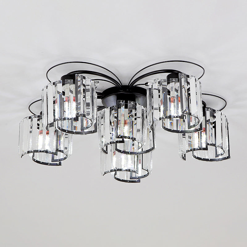 Flower Bedroom Flush Massimale Light Crystal Contemporary Flush Light Fixture in Nero