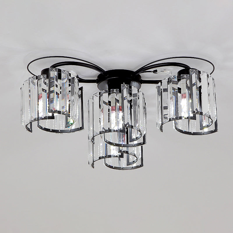 Flower Bedroom Flush Massimale Light Crystal Contemporary Flush Light Fixture in Nero