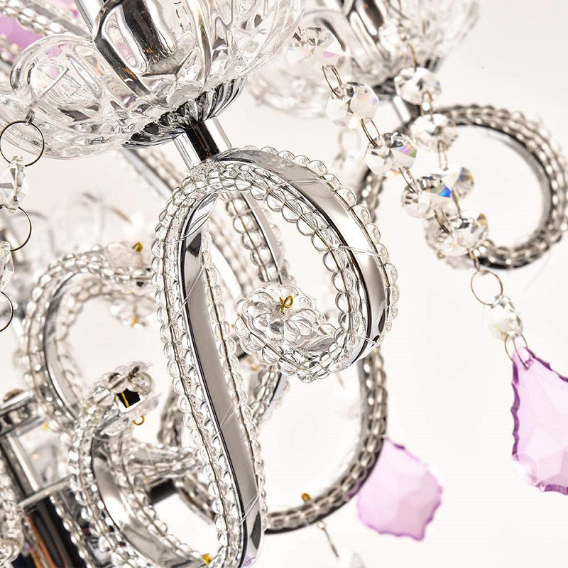 Candle Bedroom Ceiling Pendant French Country Crystal 5 Heads Hanging Chandelier Light