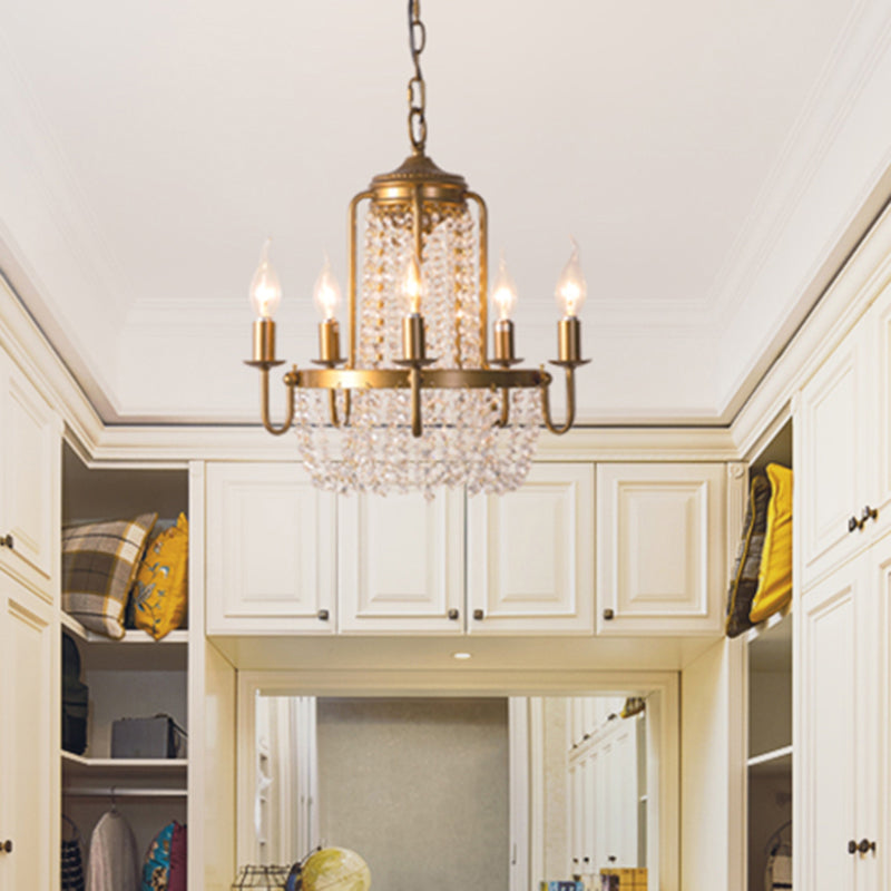 CHANDELIER DE CRISTAL CHANDELIER Rústico Gold Vela Estilo de la sala Drop de caída