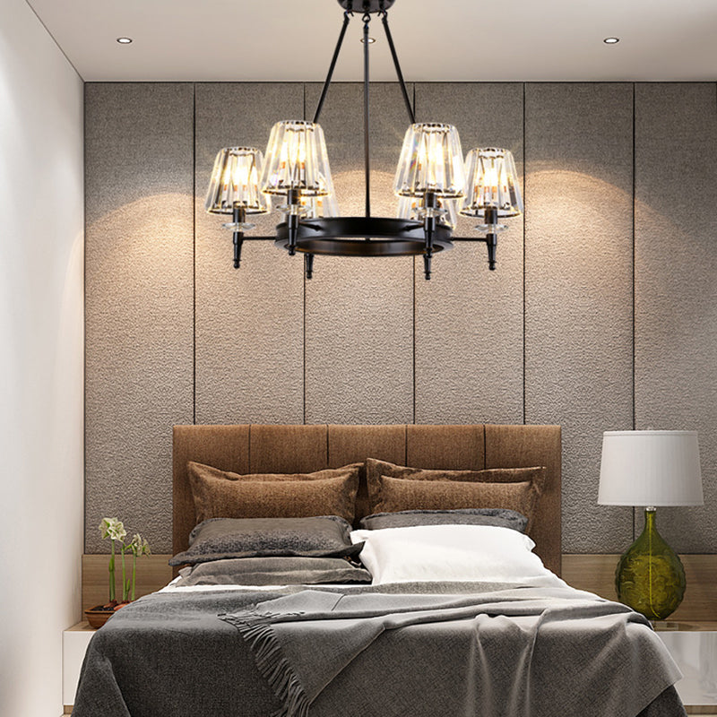 Konische Schlafzimmer Kronleuchter klassischer Kristallblock Schwarzer Hängsbeleuchtung