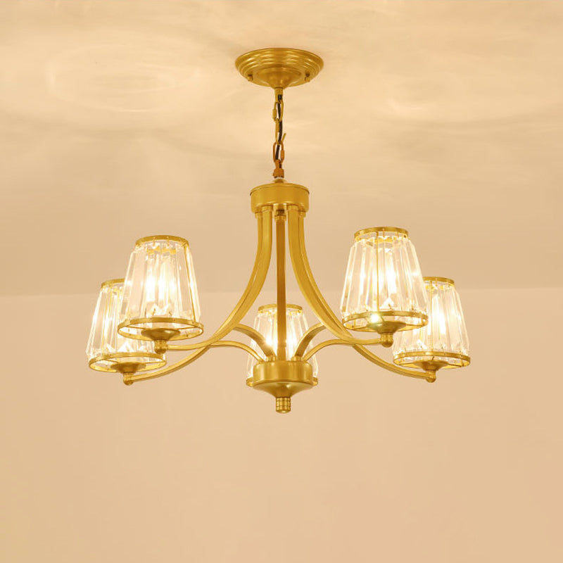 Crystal Prism Hanging Chandelier Conical Traditional Style Pendant Lighting Fixture