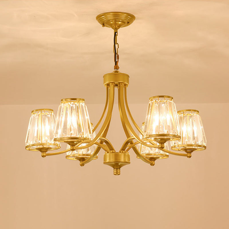 Crystal Prism Hanging Chandelier Conical Traditional Style Pendant Lighting Fixture