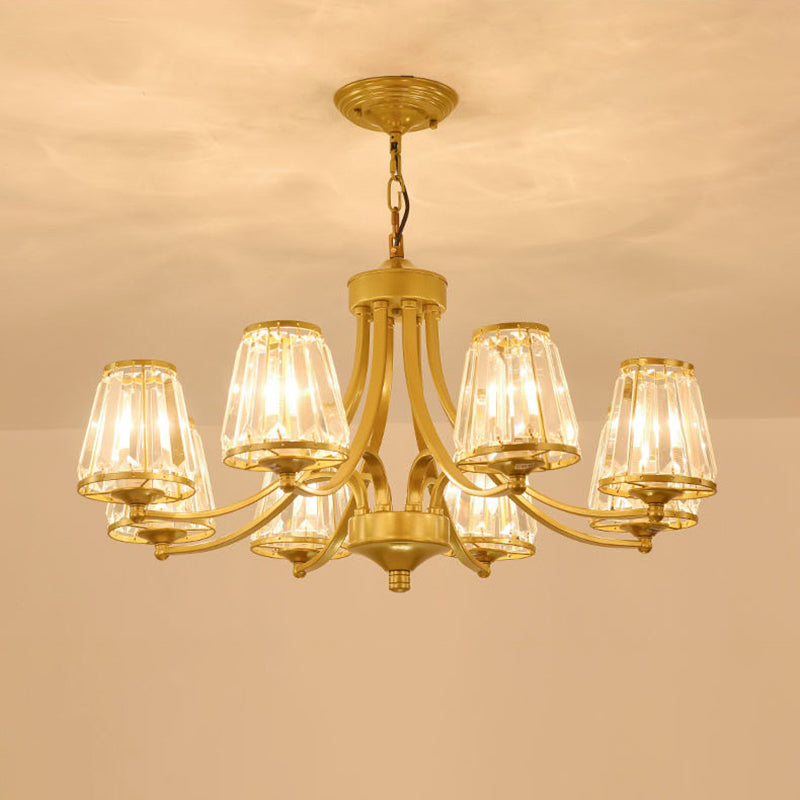 Crystal Prism Hanging Chandelier Conical Traditional Style Pendant Lighting Fixture