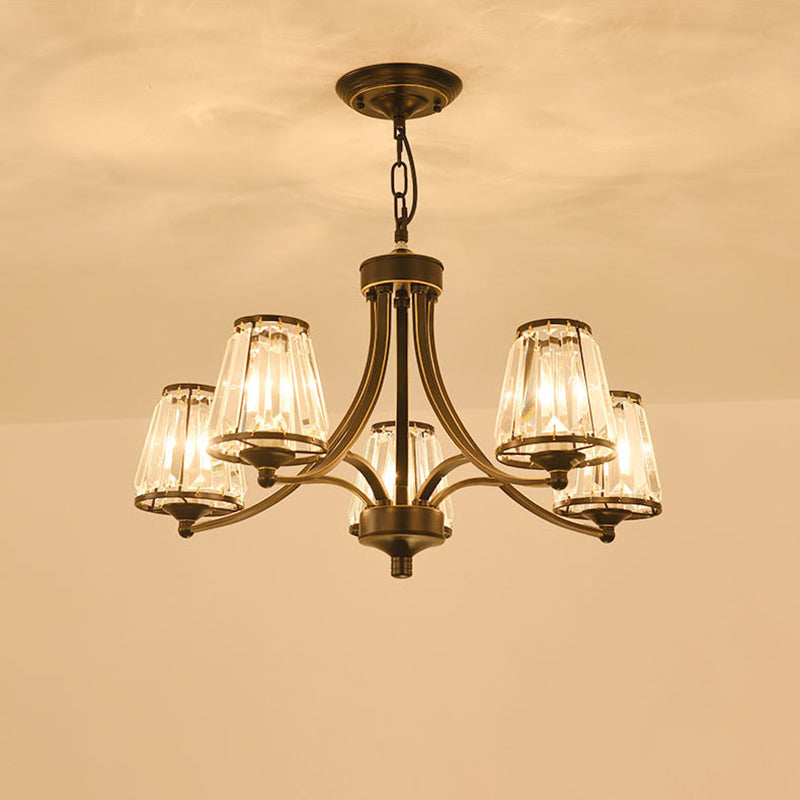 Crystal Prism Hanging Chandelier Conical Traditional Style Pendant Lighting Fixture