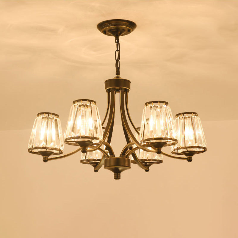 Crystal Prism Hanging Chandelier Conical Traditional Style Pendant Lighting Fixture