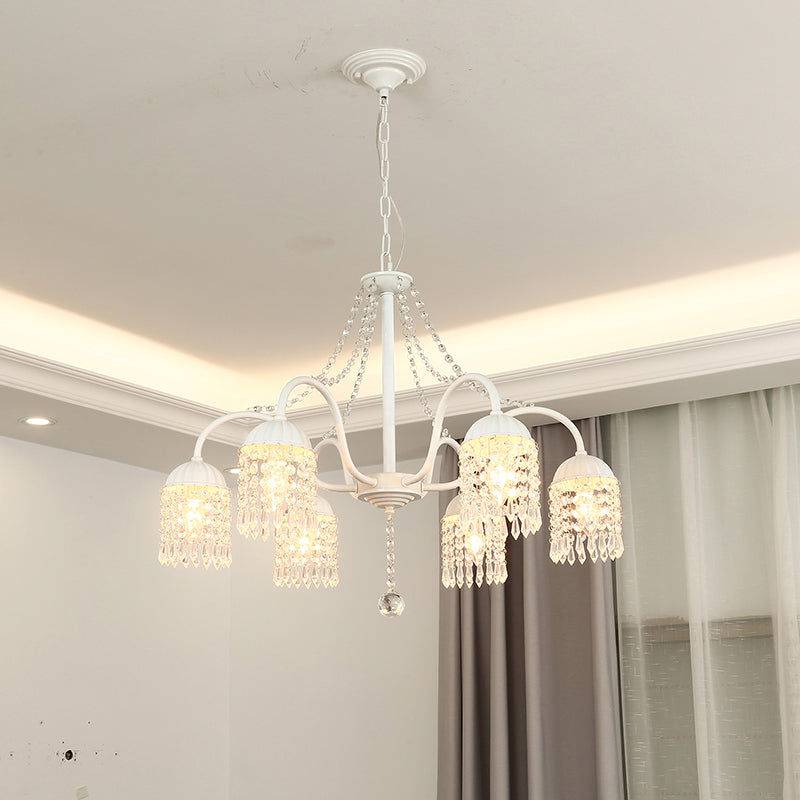 Crystal Tassel LED Chandelier Lamp Country Style Living Room Hanging Light Fixture