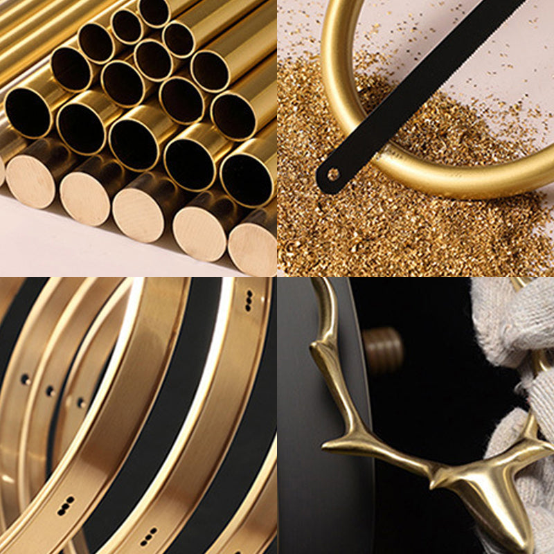 Lustre encastré doré à 4 lumières, plafonnier traditionnel en verre ivoire avec décor en cristal