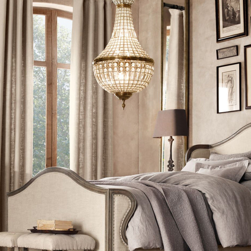 Chandelier en laiton Chandelier Country French Crystal Bedroom Plafond Pendre