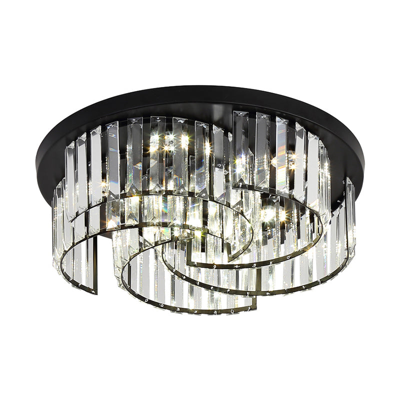 Black Windmill Shaped Ceiling Fixture Modern Prismatic Crystal LED Flush Mount Lighting