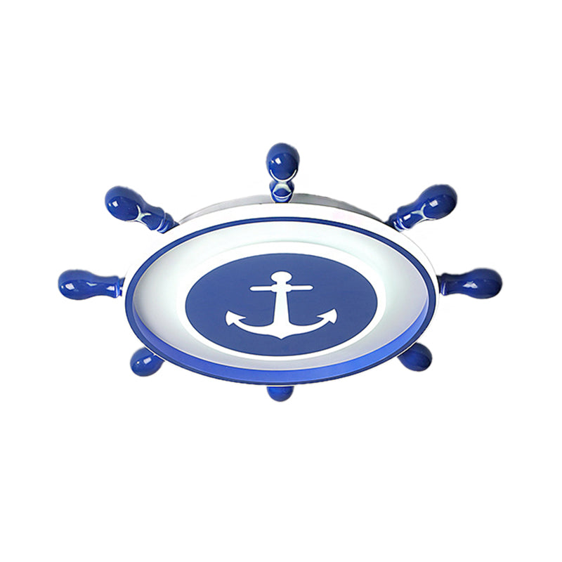 Rudder Flushmount Ceiling Fixture Modernism Acrylic LED Children Room Ceiling Flush Light in Blue, Warm/White Light