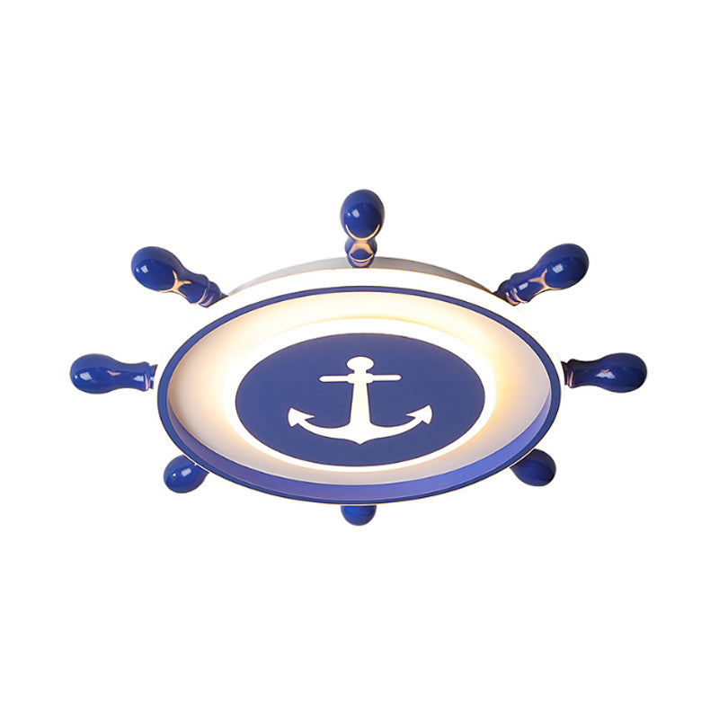 Rudder Flushmount Ceiling Fixture Modernism Acrylic LED Children Room Ceiling Flush Light in Blue, Warm/White Light