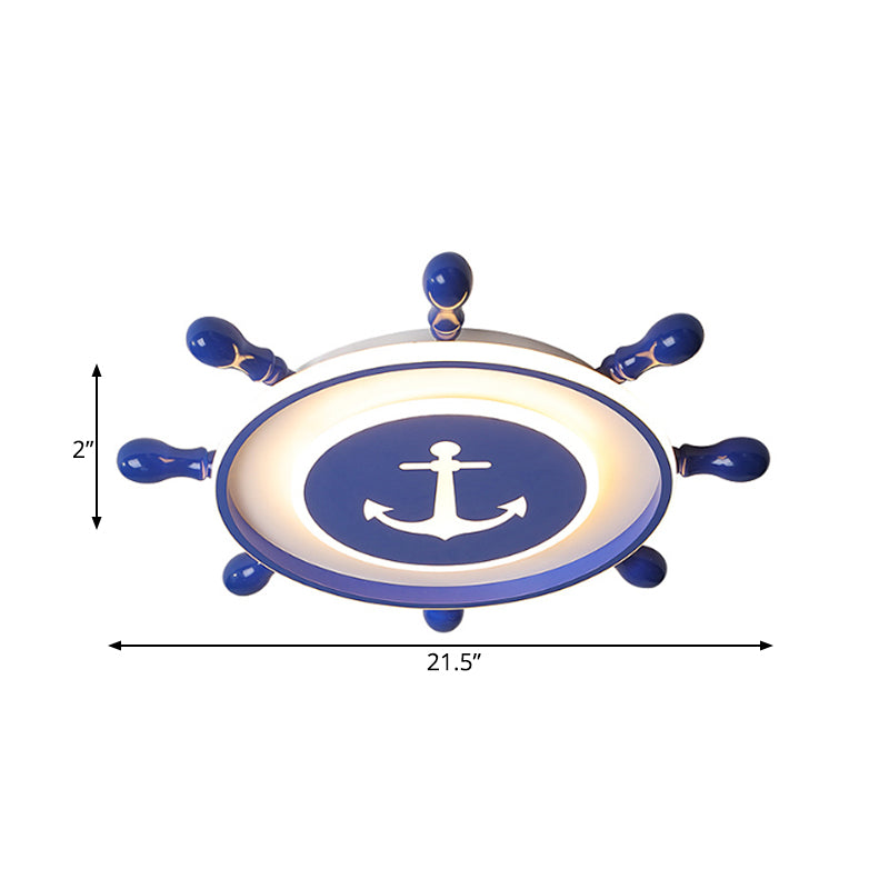 Rudder Flushmount Ceiling Fixture Modernism Acrylic LED Children Room Ceiling Flush Light in Blue, Warm/White Light