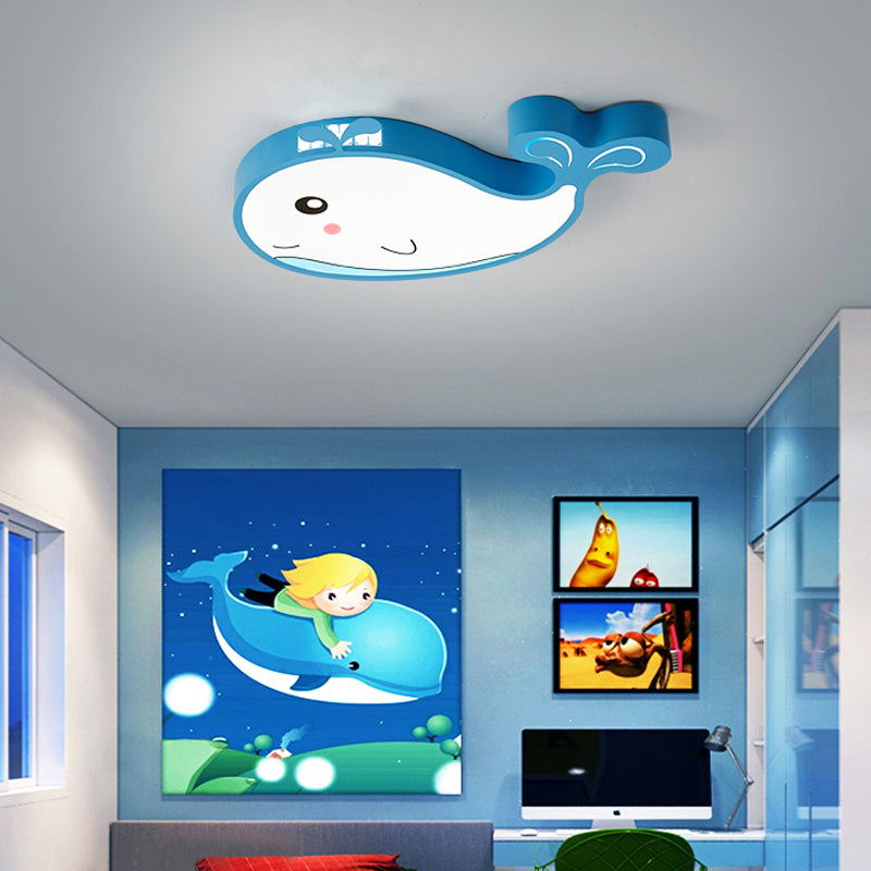 Plafonnier LED en forme de baleine pour enfants, éclairage de plafond en métal et acrylique, pour chambre à coucher, bleu/rose