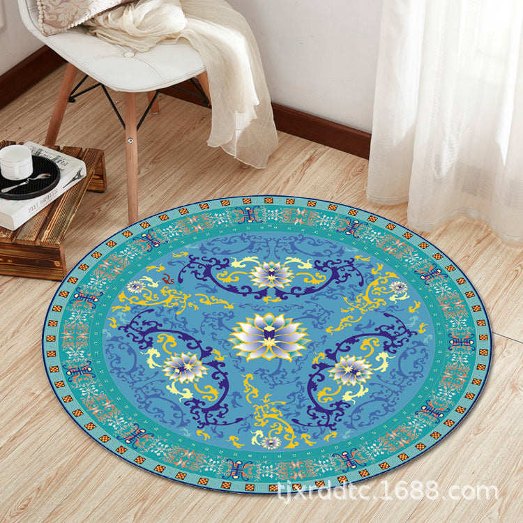 Boho Living Room Rug Multi-Color Flower Print Carpet Synthetics Stain Resistant Non-Slip Pet Friendly Area Rug