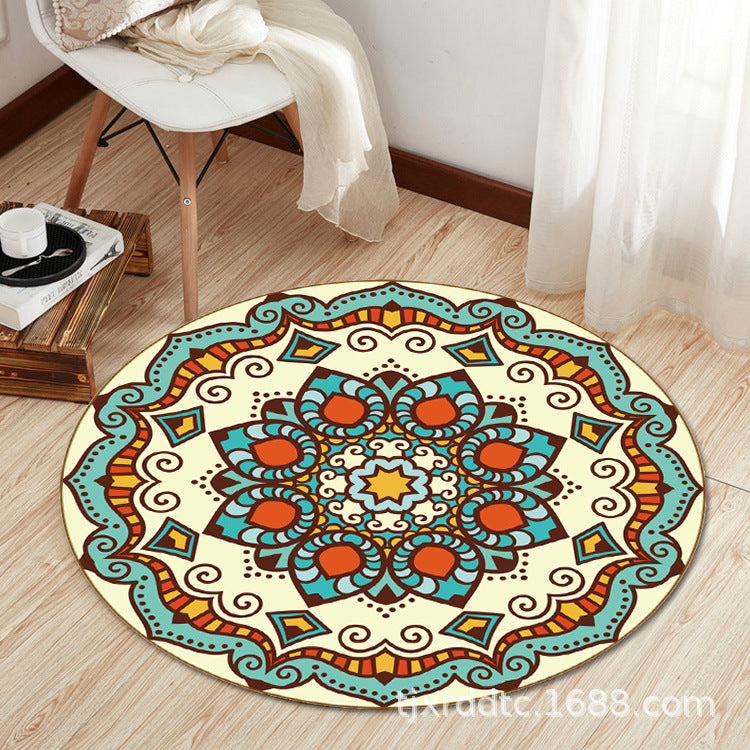 Boho Living Room Rug Multi-Color Flower Print Carpet Synthetics Stain Resistant Non-Slip Pet Friendly Area Rug