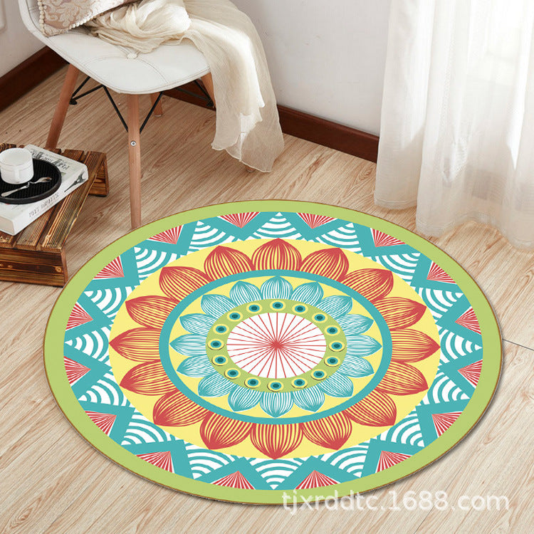 Boho Living Room Rug Multi-Color Flower Print Carpet Synthetics Stain Resistant Non-Slip Pet Friendly Area Rug