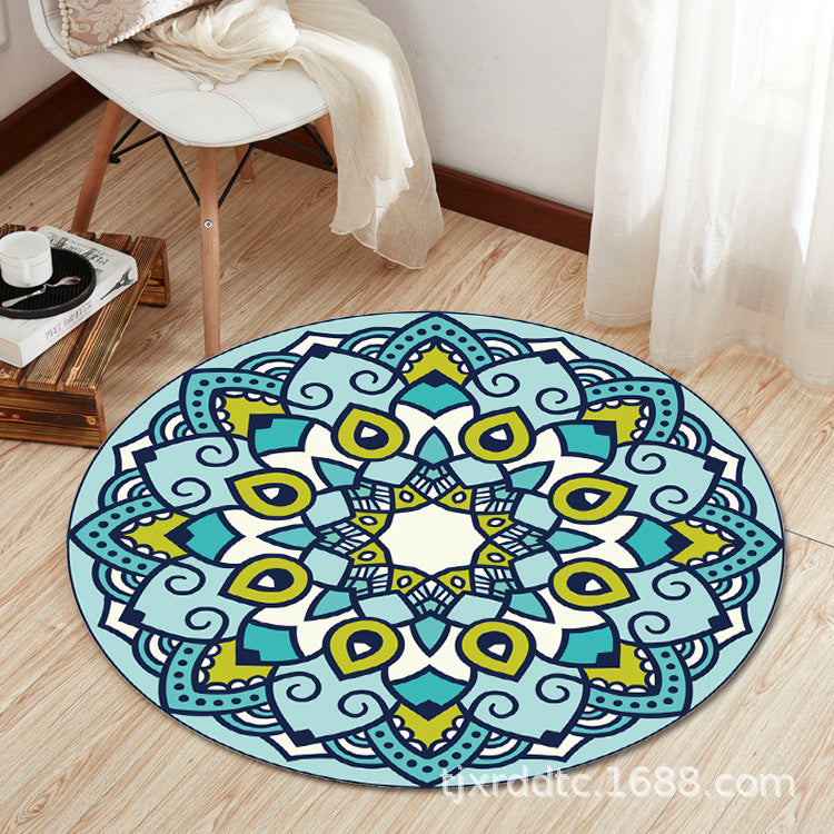 Boho Living Room Rug Multi-Color Flower Print Carpet Synthetics Stain Resistant Non-Slip Pet Friendly Area Rug