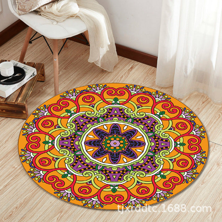 Boho Living Room Rug Multi-Color Flower Print Carpet Synthetics Stain Resistant Non-Slip Pet Friendly Area Rug